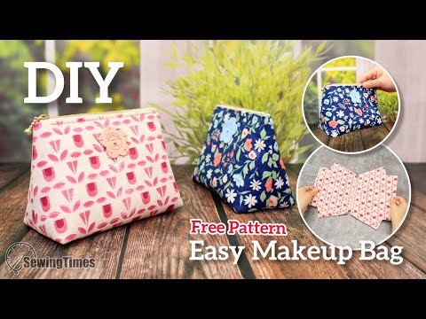 DIY Easy Makeup Bag | Cosmetic Pouch Sewing Pattern & Tutorial [sewingtimes]